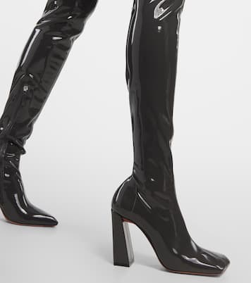 Marine Stretch 95 latex over-the-knee boots | Amina Muaddi
