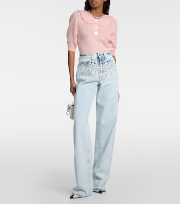 Crop top de mezcla de mohair adornado | Alessandra Rich