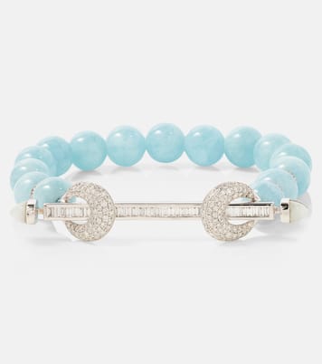 Bracciale Chakra in oro bianco 18kt con acquamarine e diamanti | Ananya