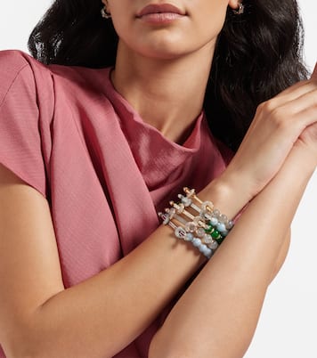 Bracciale Chakra in oro bianco 18kt con acquamarine e diamanti | Ananya