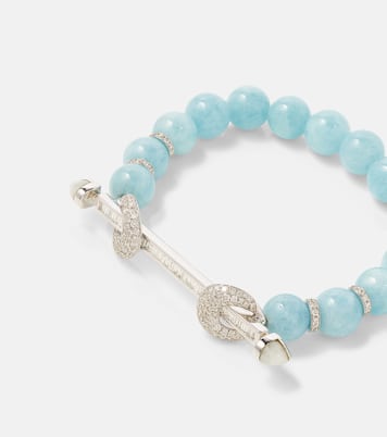 Bracciale Chakra in oro bianco 18kt con acquamarine e diamanti | Ananya