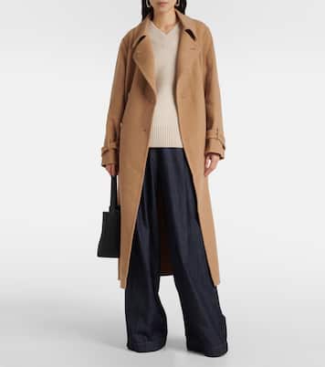 Belted double-breasted wool-blend coat | Vince