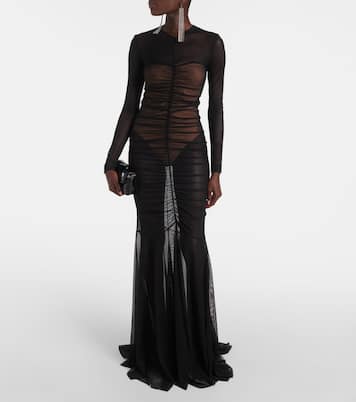 Shirred sheer gown | Norma Kamali