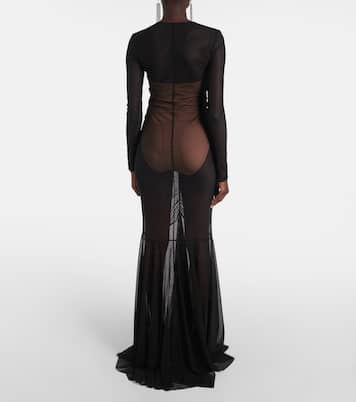 Shirred sheer gown | Norma Kamali