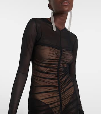 Shirred sheer gown | Norma Kamali