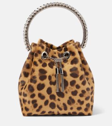 Sac seau Bon Bon imprimé en cuir façon poulain | Jimmy Choo