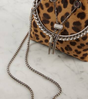Sac seau Bon Bon imprimé en cuir façon poulain | Jimmy Choo