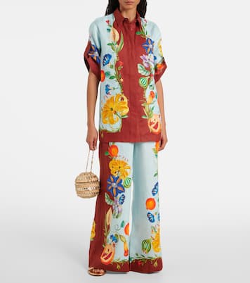 Camicia Dahlia in lino con stampa floreale | Alémais