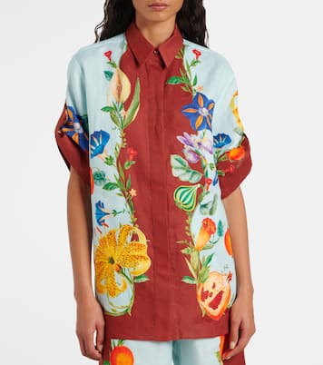 Camicia Dahlia in lino con stampa floreale | Alémais