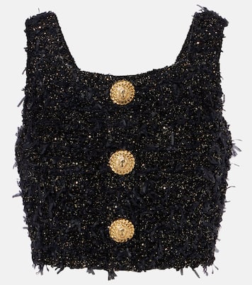 Top raccourci en tweed | Balmain