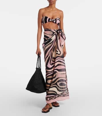 Pareo Marmo in cotone con logo | Pucci