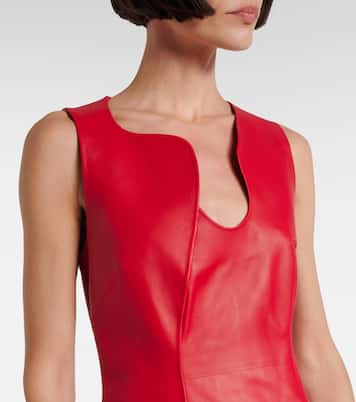 Abito corto asimmetrico in pelle | Ferragamo