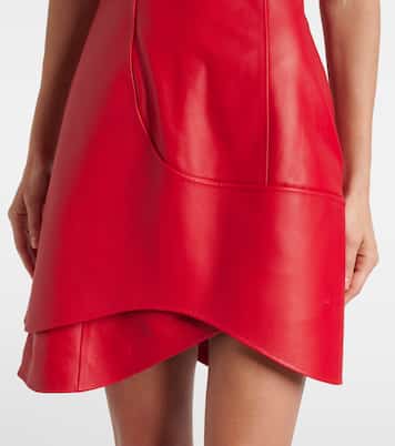 Abito corto asimmetrico in pelle | Ferragamo
