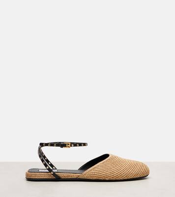 Ballerine in rafia con pelle | Alaïa