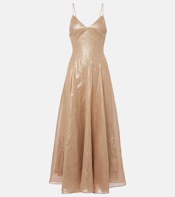 Abito lungo Monili in organza di cotone | Brunello Cucinelli