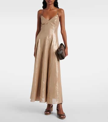 Abito lungo Monili in organza di cotone | Brunello Cucinelli