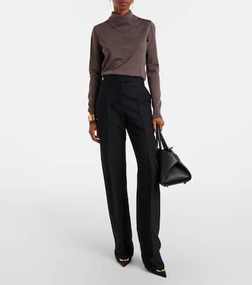 High-rise faille straight pants | Ferragamo