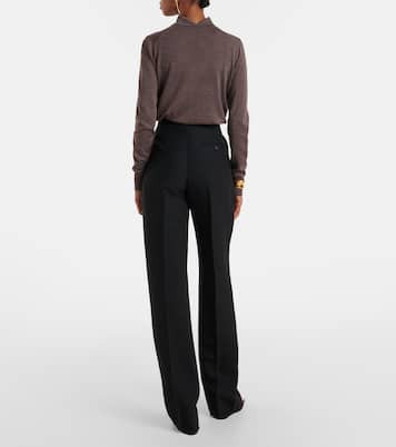 High-rise faille straight pants | Ferragamo