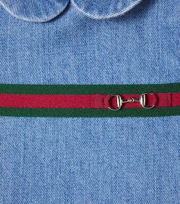Baby Horsebit Web Stripe denim dress | Gucci Kids