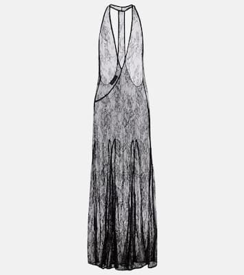 Sheer open-back lace maxi dress | Adriana Degreas