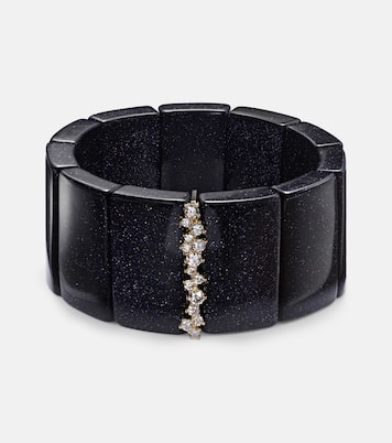 Blue goldstone and 14kt gold bracelet with diamonds | Sydney Evan