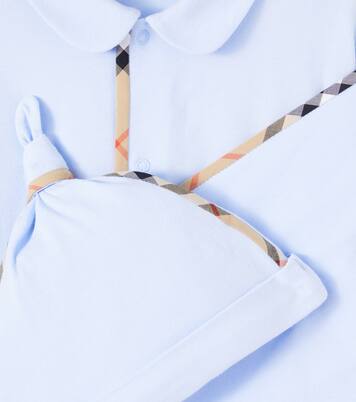 Baby cotton-blend beanie, bib, and onesie set | Burberry Kids