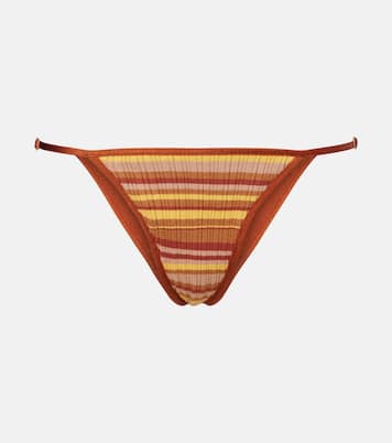 Ann ribbed-knit striped bikini bottoms | Bananhot