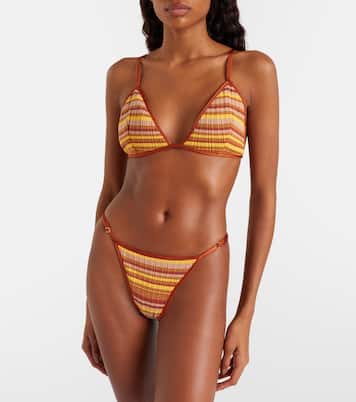 Ann ribbed-knit striped bikini bottoms | Bananhot