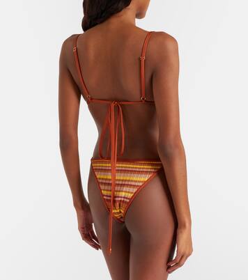 Ann ribbed-knit striped bikini bottoms | Bananhot