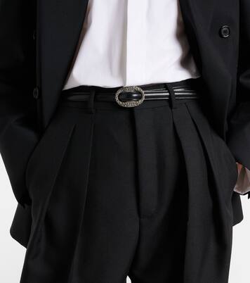 Crystal-embellished leather belt | Saint Laurent