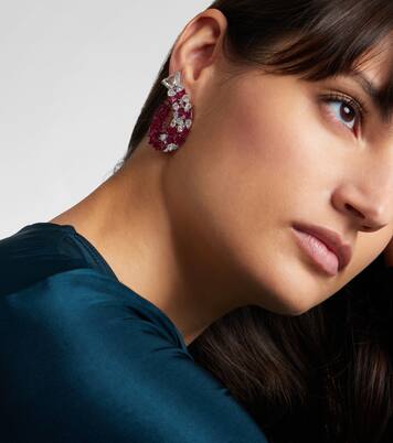 Pendientes de oro blanco de 18 ct (750/1000) con rubíes y diamantes | Kamyen