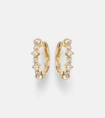 Boucles d’oreilles en or 14 ct (585/1000) avec diamants et perles | Mateo