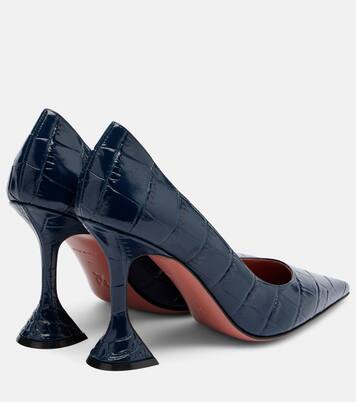 Ami croc-effect leather pumps | Amina Muaddi