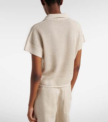 Cotton-blend lamé polo shirt | Brunello Cucinelli
