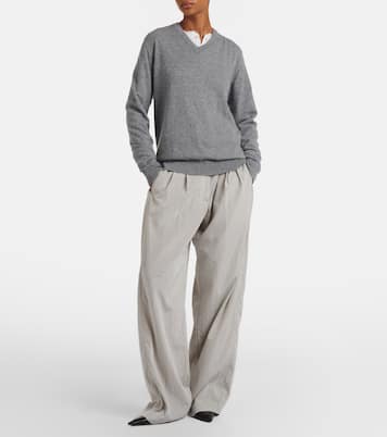 Pleated silk-blend straight pants | The Row