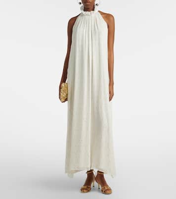 Polka-dot silk-blend maxi dress | Xu Zhi