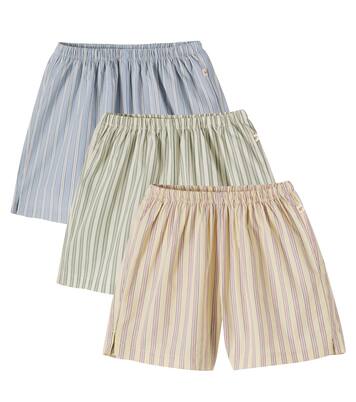 Azur set of 3 striped cotton poplin shorts | Konges Sløjd