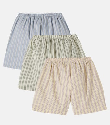 Azur set of 3 striped cotton poplin shorts | Konges Sløjd