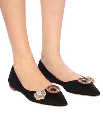 Ballerines en coton à ornements | Miu Miu