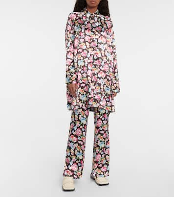 Chemise en satin à fleurs | Ganni
