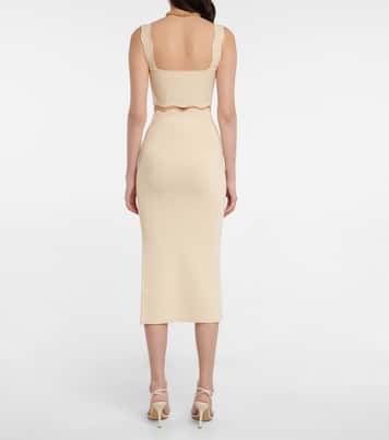 Falda midi Delia de tiro alto festoneada | Galvan