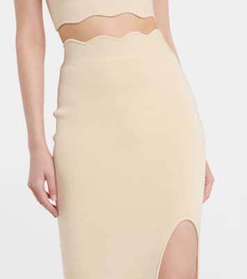 Falda midi Delia de tiro alto festoneada | Galvan