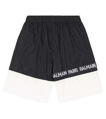 Logo printed colorblock swim shorts | Balmain Kids