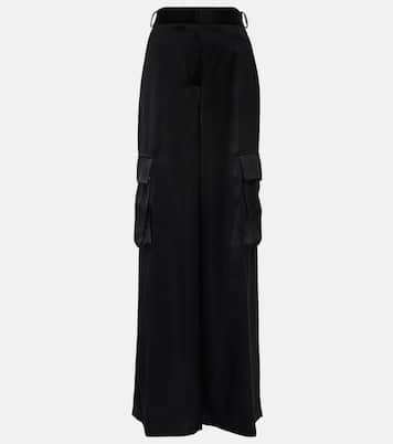 Pantalon cargo à taille haute en satin | Versace