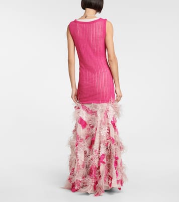 Feather-trimmed embroidered gown | Xu Zhi