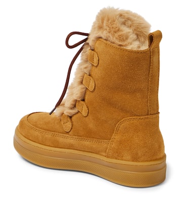 Faux fur-trimmed suede ankle boots | Il Gufo