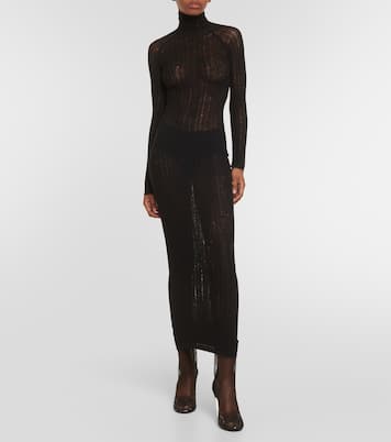 Distressed wool-blend midi dress | Alaïa
