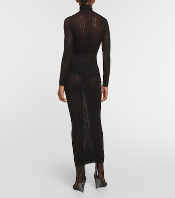 Distressed wool-blend midi dress | Alaïa