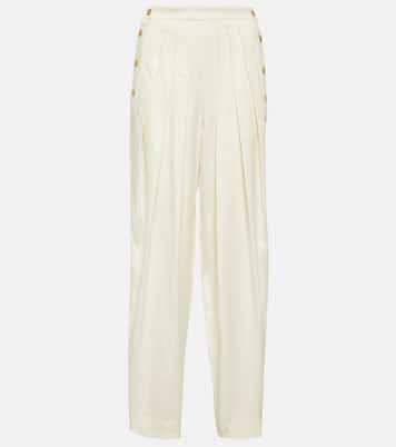High-rise tapered linen and wool pants | Loro Piana