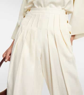 High-rise tapered linen and wool pants | Loro Piana